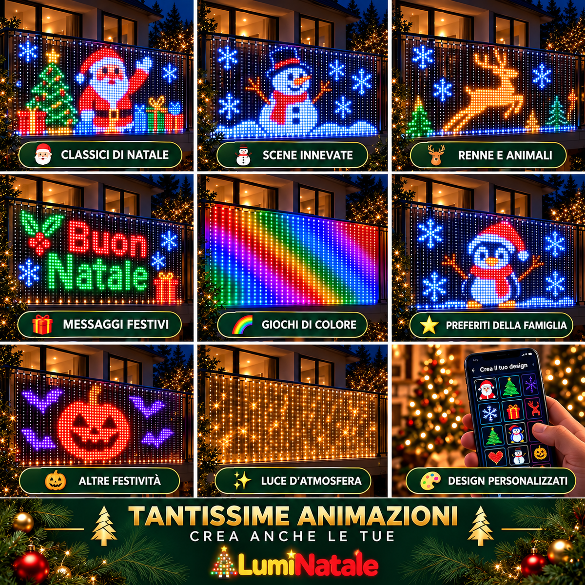 Tenda LED Animata per Balcone con App