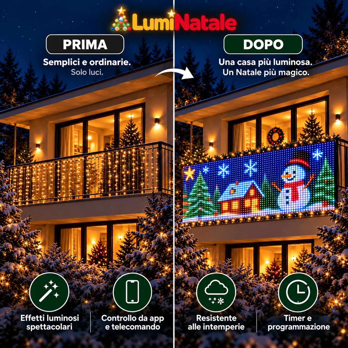 Tenda LED Animata per Balcone con App